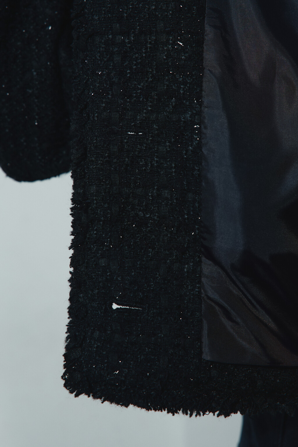Жакет твидовый укороченный с шерстью - цвет черный - 6