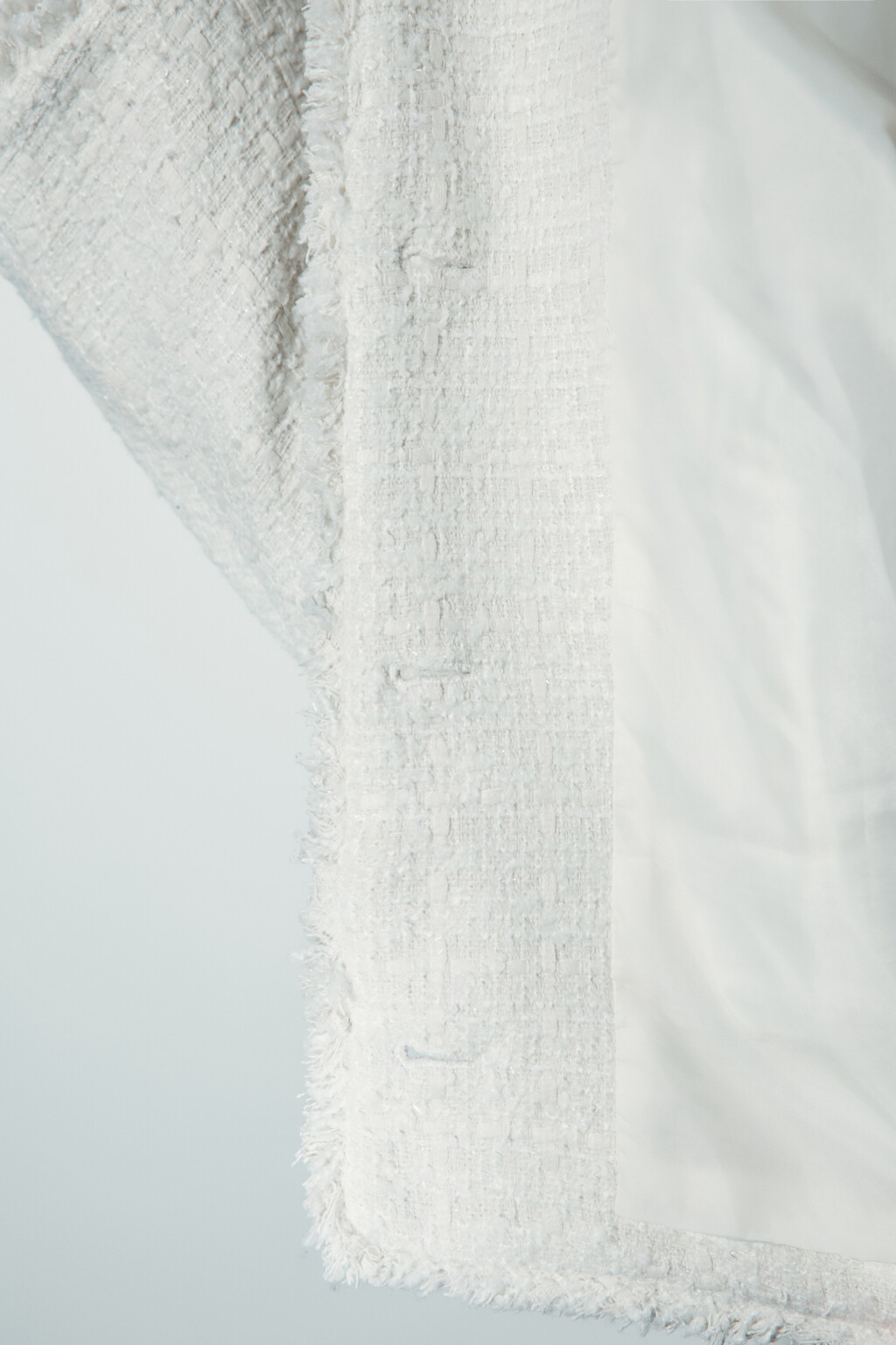 Жакет твидовый укороченный с шерстью - цвет молочный - 6