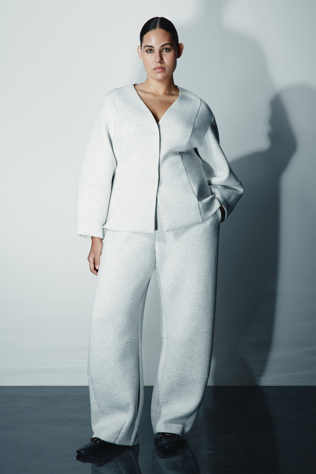 Пиджак приталенный с объемными рукавами - цвет серый - 4