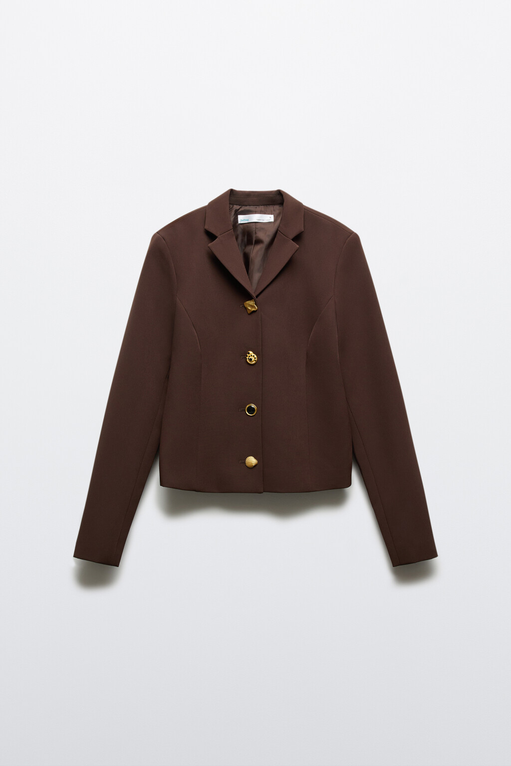 Пиджак прямой с пуговицами разной формы - цвет коричневый - 1