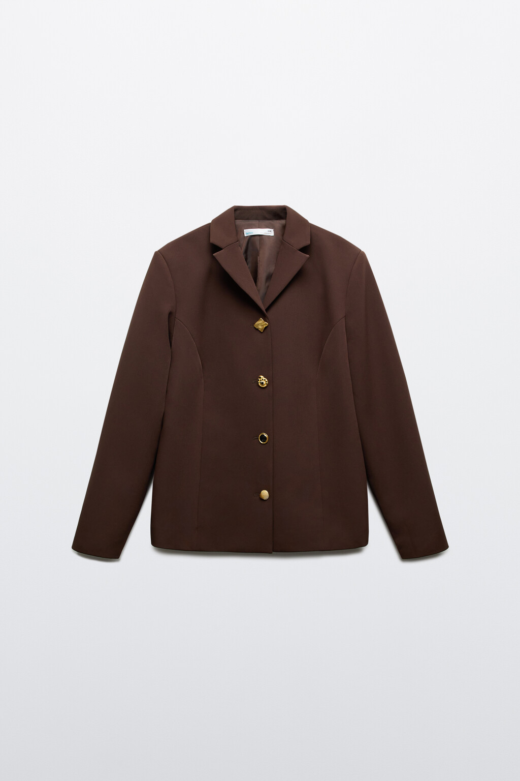 Пиджак прямой с пуговицами разной формы - цвет коричневый - 1