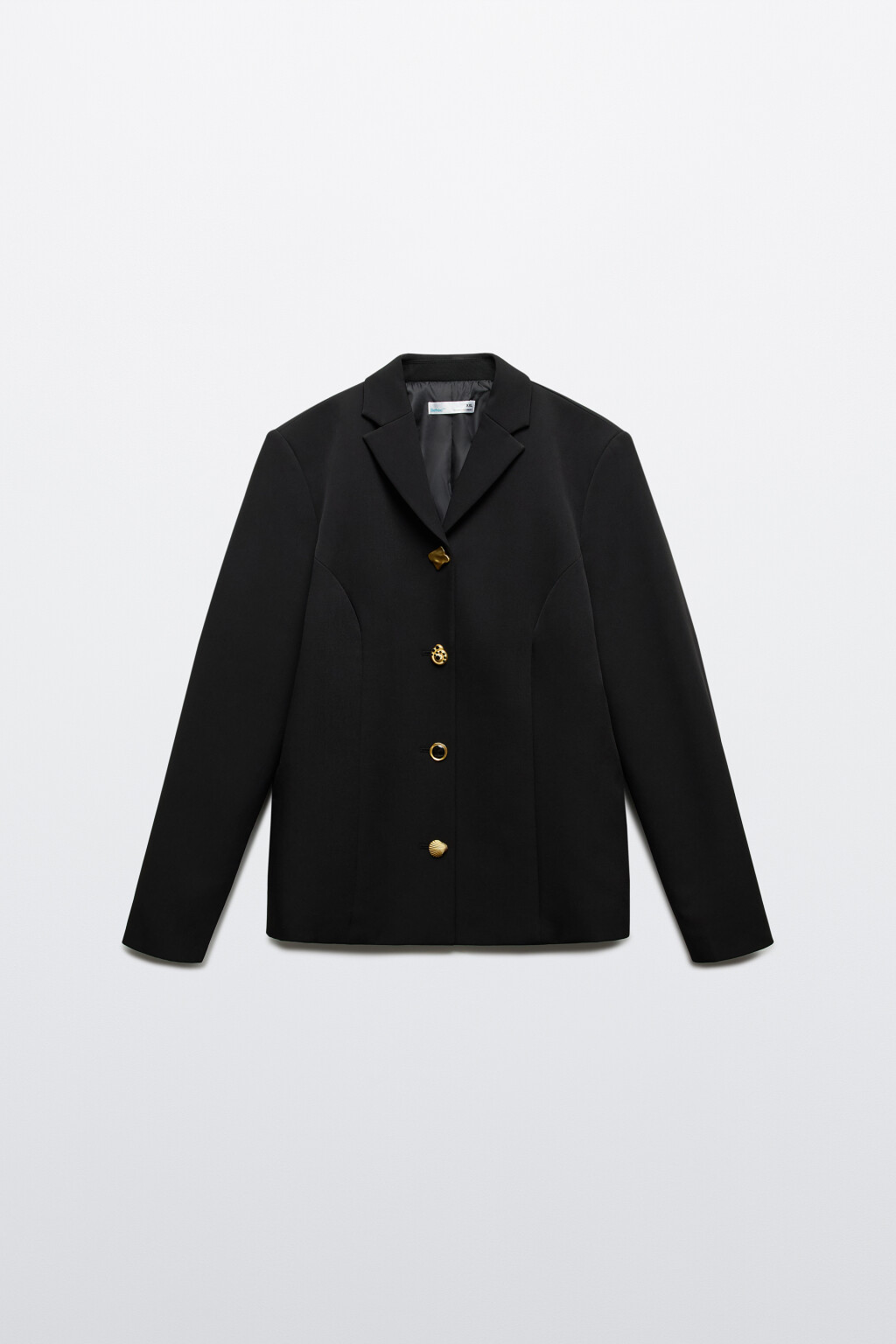 Пиджак прямой с пуговицами разной формы - цвет черный - 1