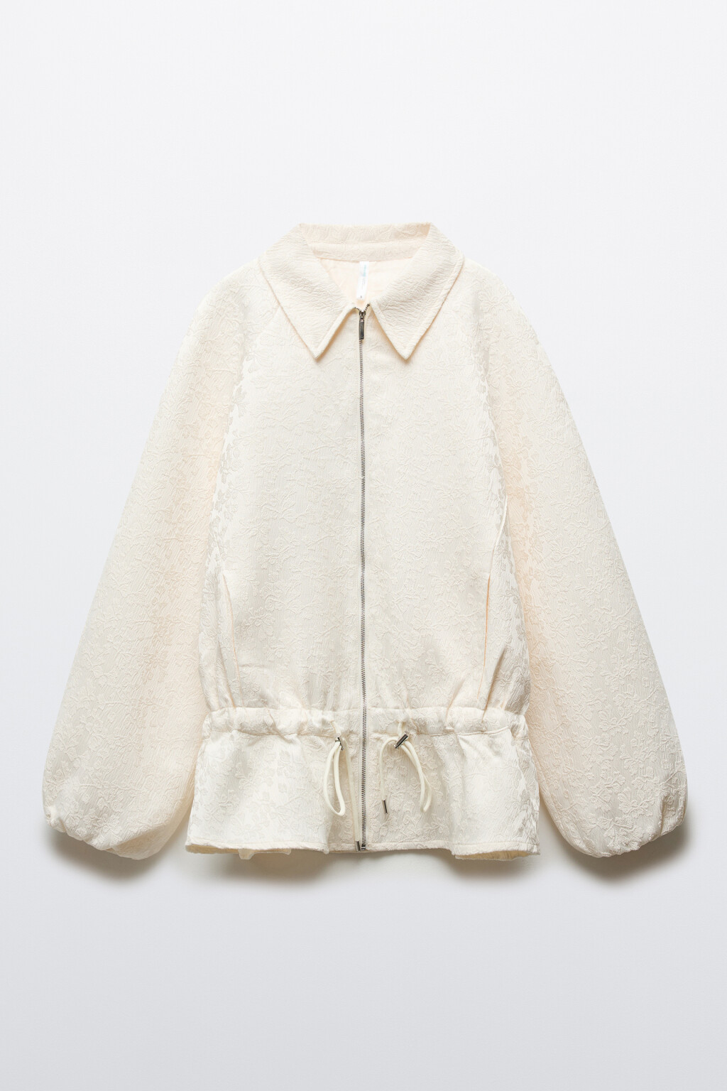 Жакет-бомбер жаккардовый с баской - цвет молочный - 9