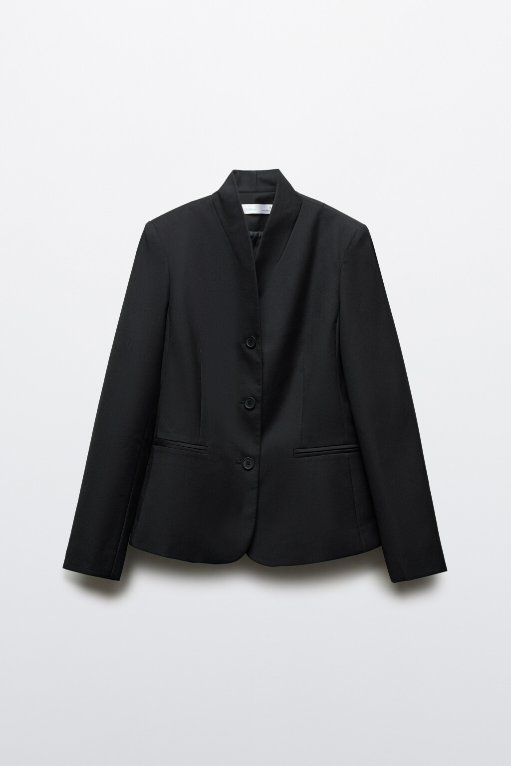 пиджак приталенный с воротником-стойкой - цвет черный - 1
