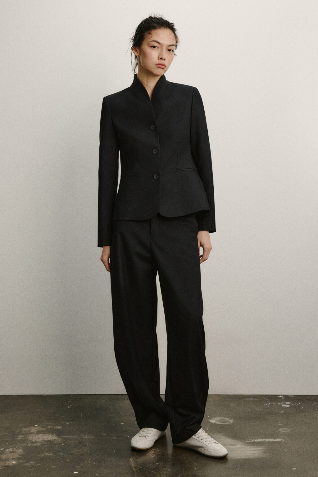 пиджак приталенный с воротником-стойкой - цвет черный - 5