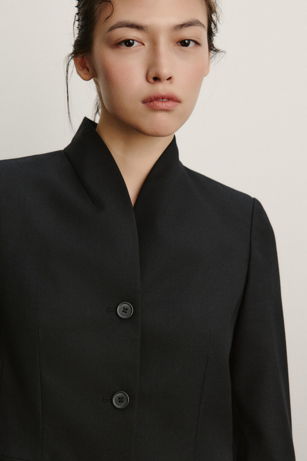 пиджак приталенный с воротником-стойкой - цвет черный - 6