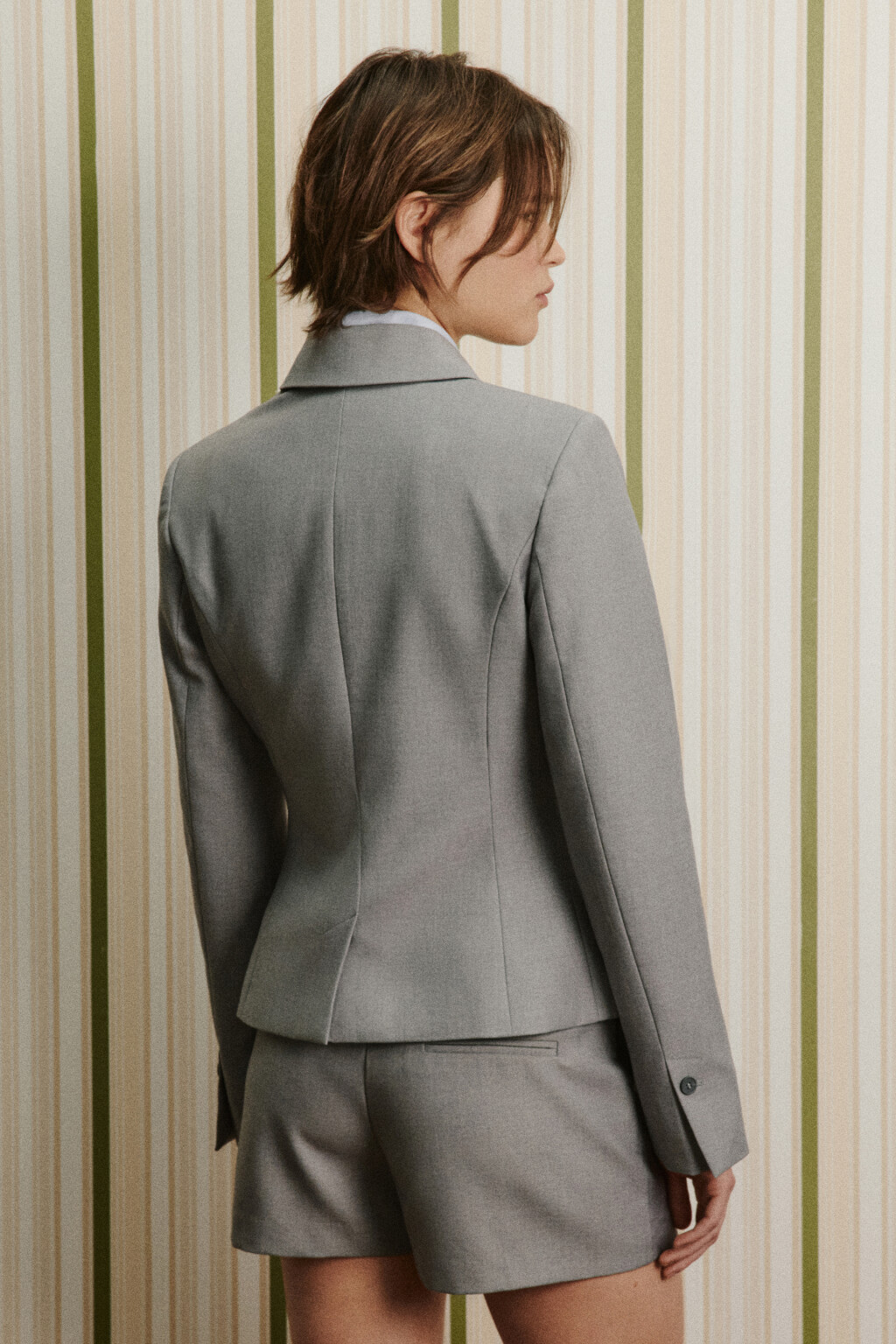 Пиджак прямой из костюмной ткани - цвет серый - 4