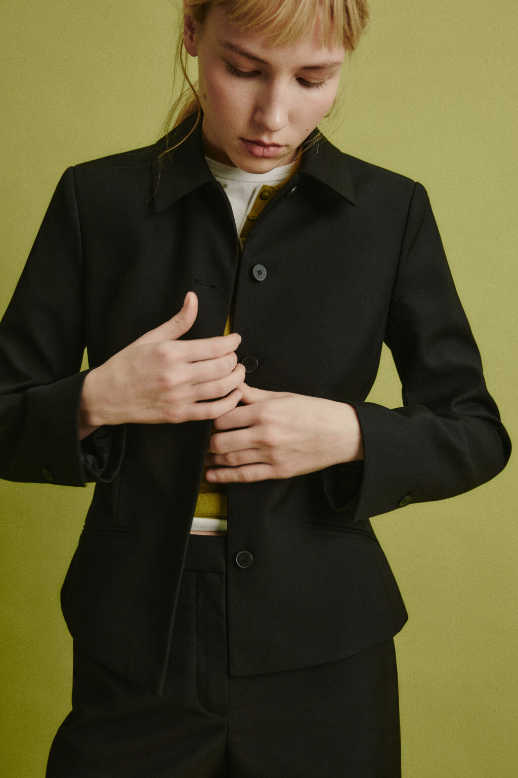 Пиджак прямой из костюмной ткани - цвет черный - 2