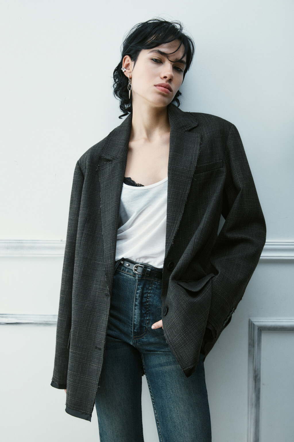 Пиджак oversize с открытыми срезами - цвет коричневый - 2