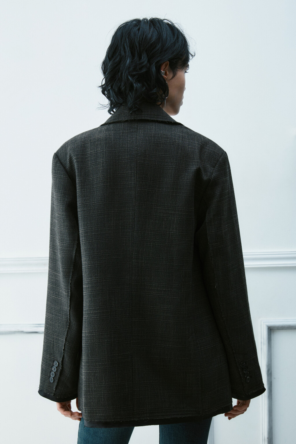 Пиджак oversize с открытыми срезами - цвет коричневый - 4