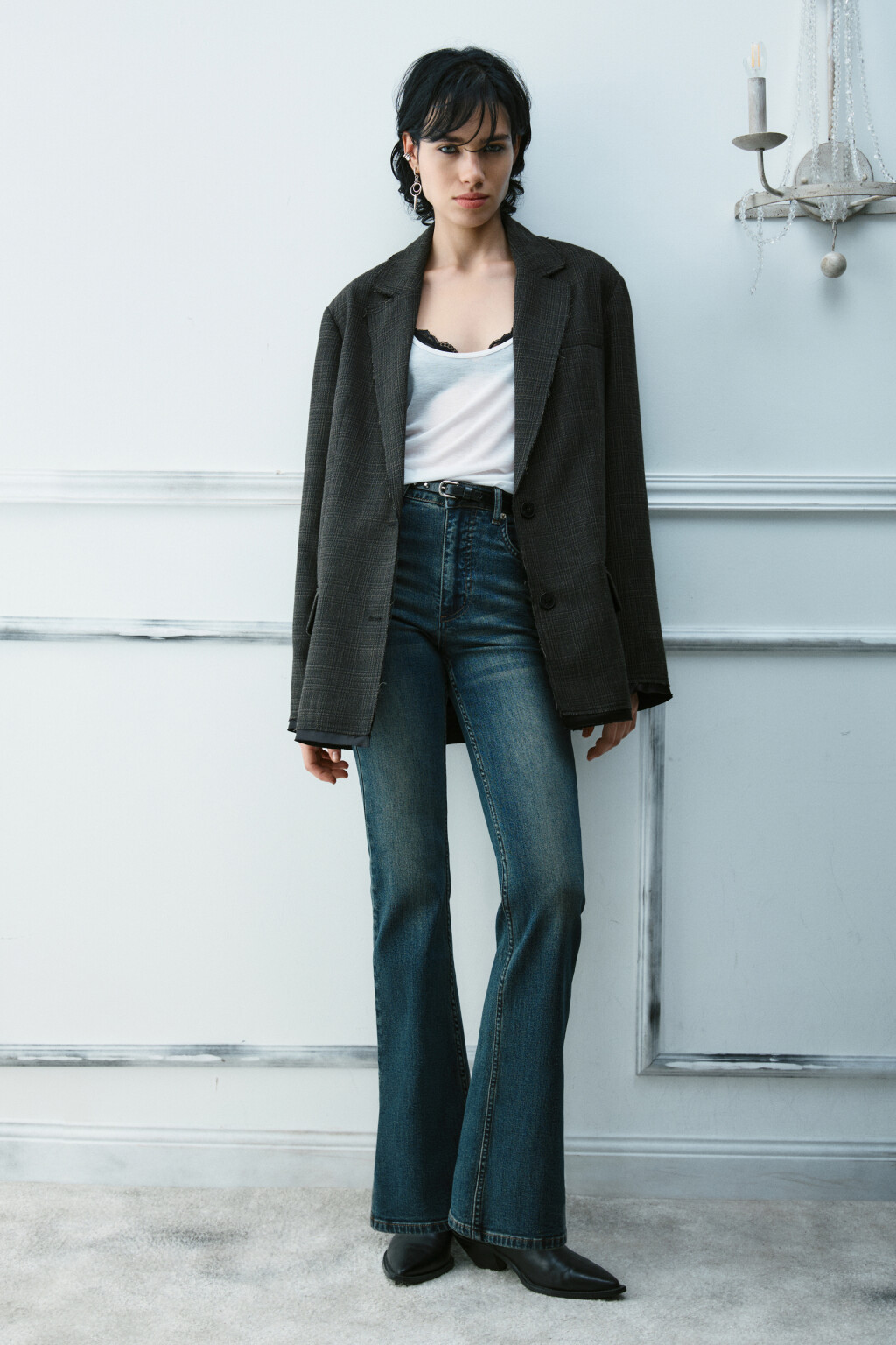 Пиджак oversize с открытыми срезами - цвет коричневый - 5