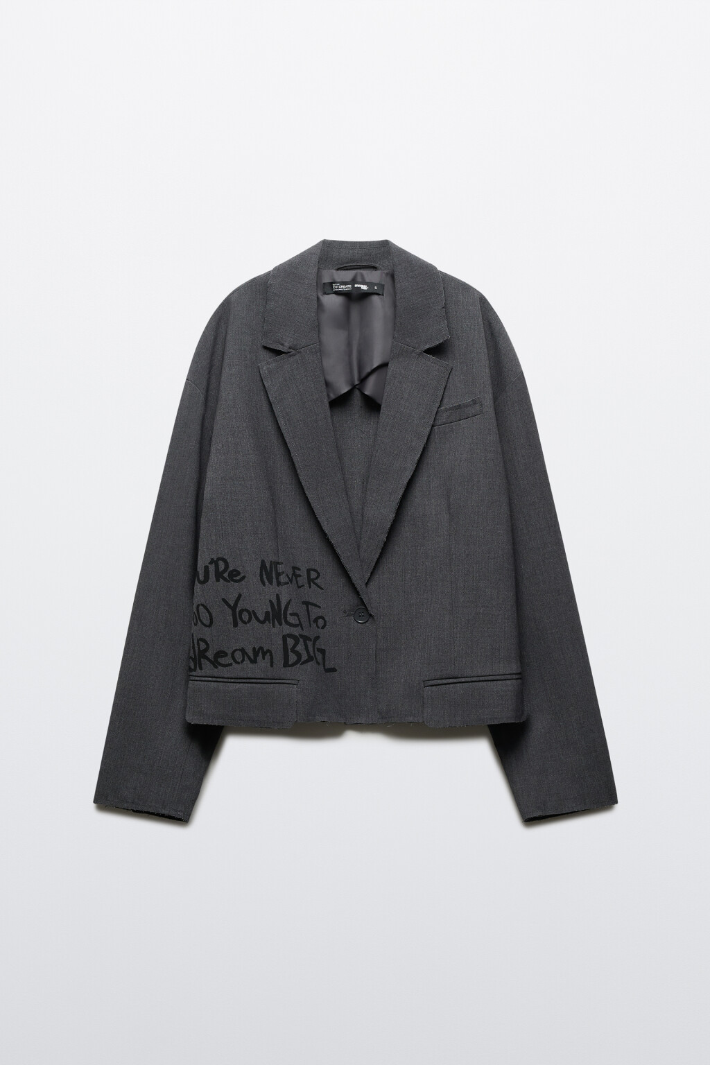 Пиджак oversize из костюмной ткани с принтом - цвет серый - 9