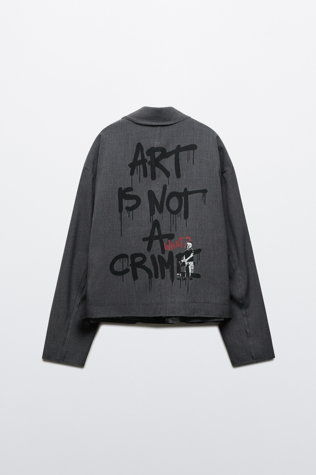 Пиджак oversize из костюмной ткани с принтом - цвет серый - 10