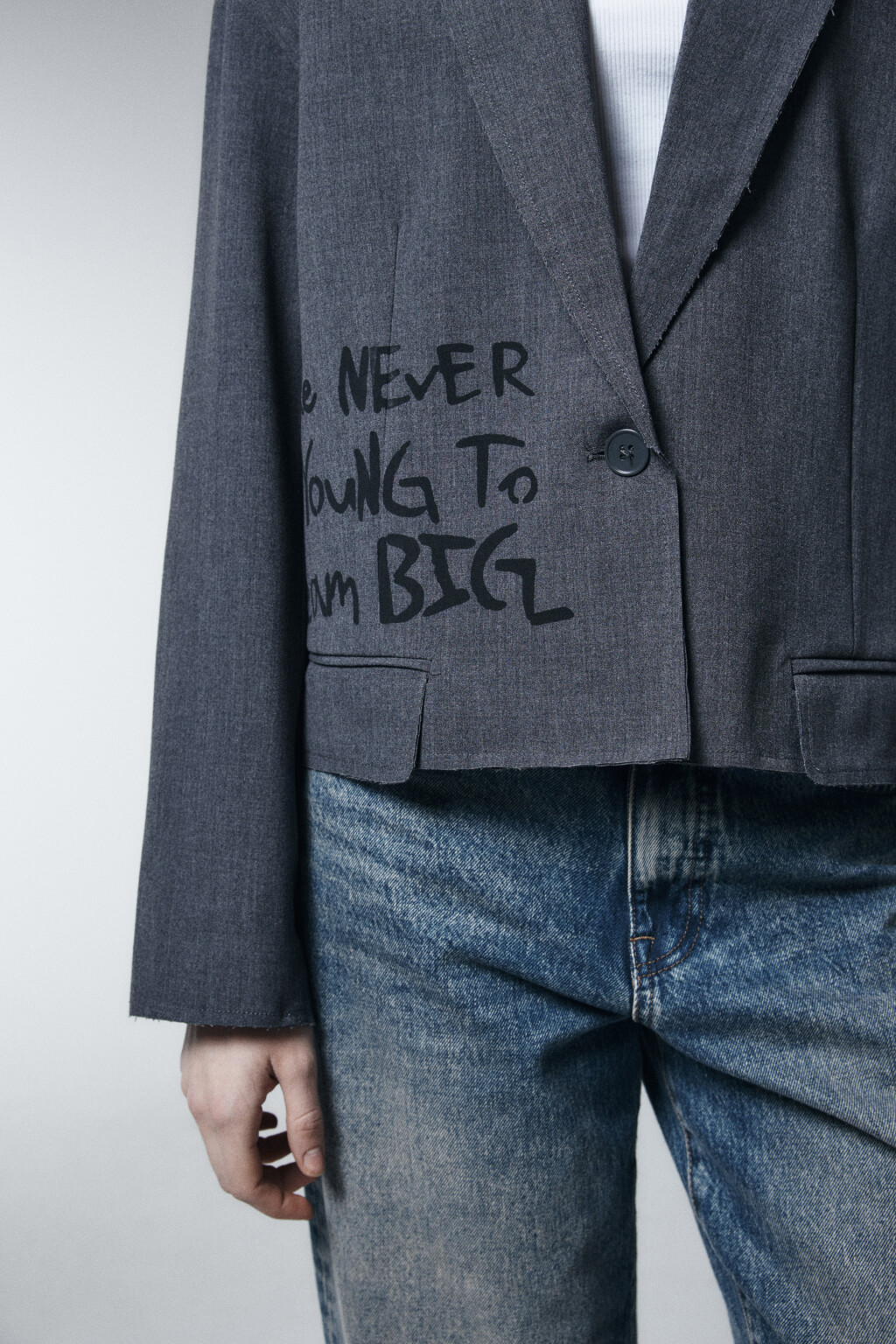 Пиджак oversize из костюмной ткани с принтом - цвет серый - 6