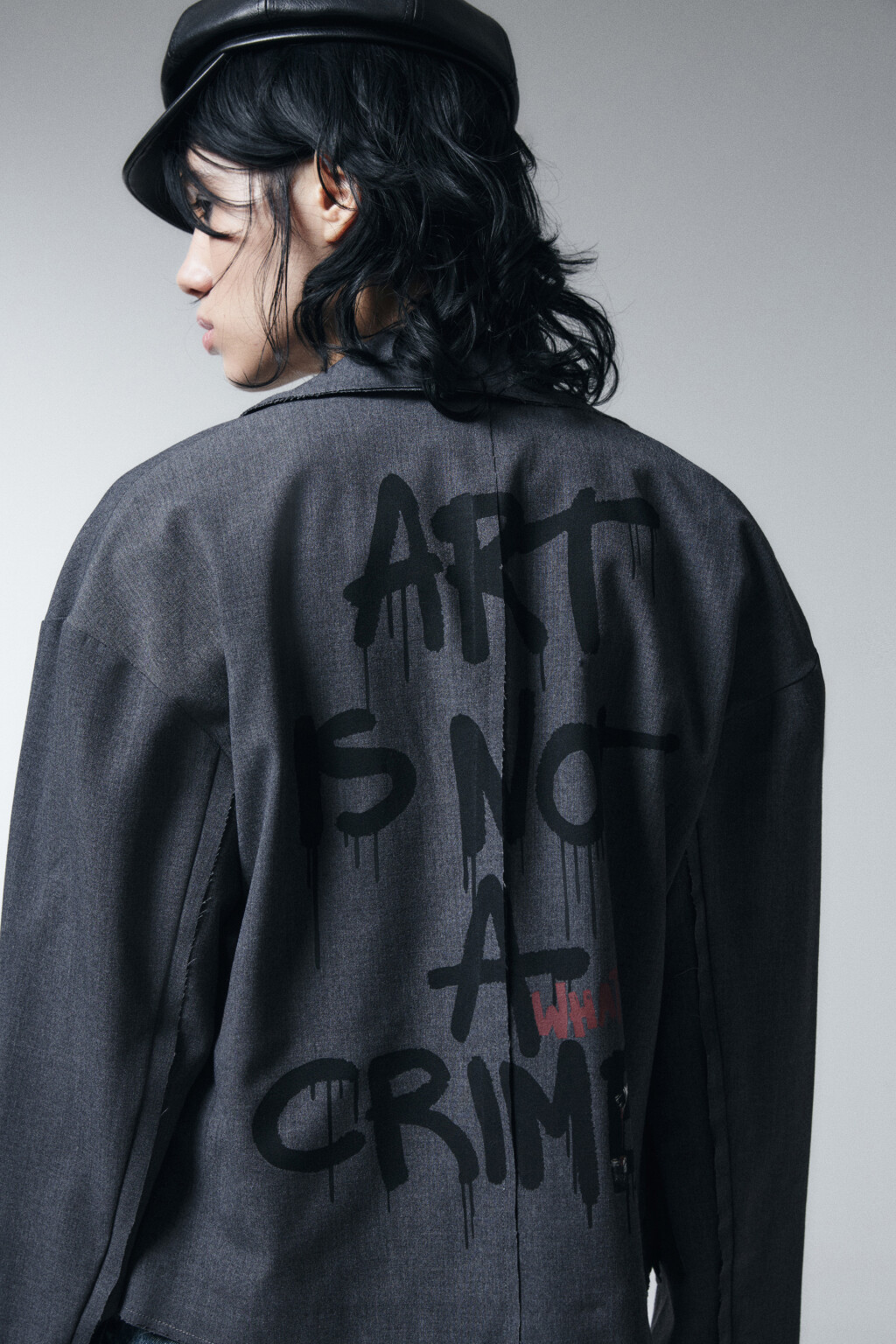 Пиджак oversize из костюмной ткани с принтом - цвет серый - 7