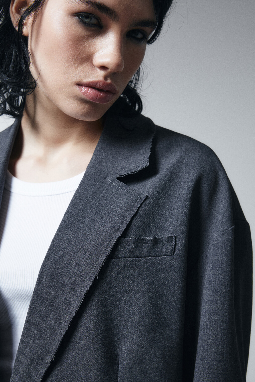 Пиджак oversize из костюмной ткани с принтом - цвет серый - 8