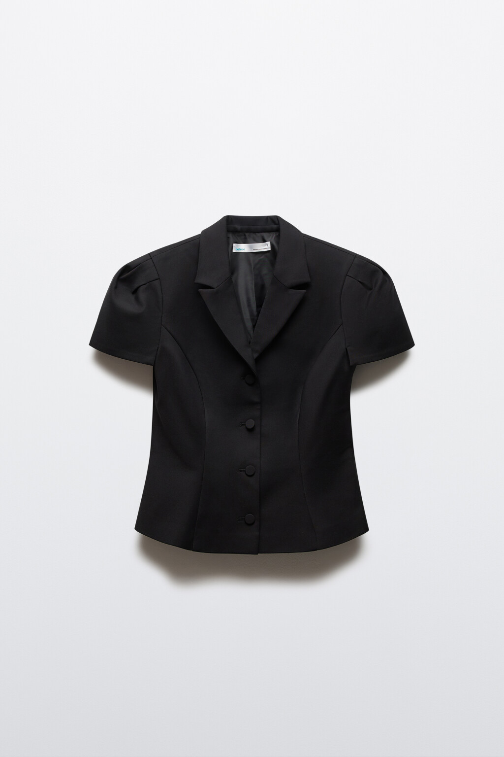 Пиджак укороченный приталенный из костюмной ткани - цвет черный - 1