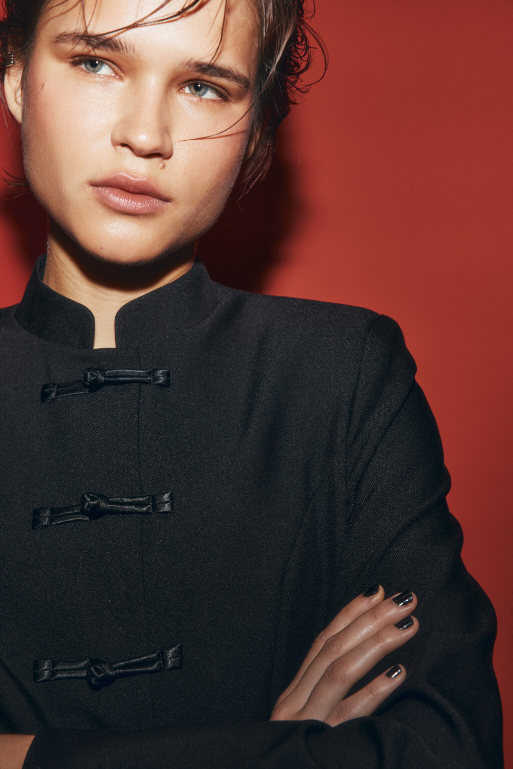 Жакет-доломан приталенный - цвет черный - 7