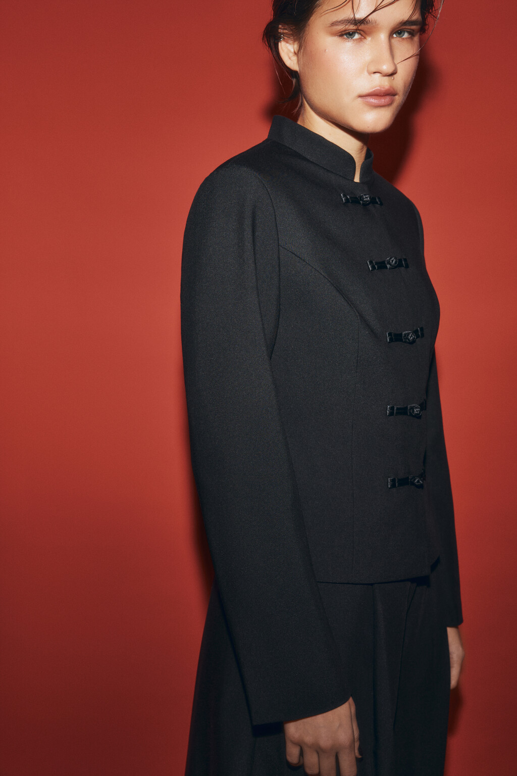 Жакет-доломан приталенный - цвет черный - 8