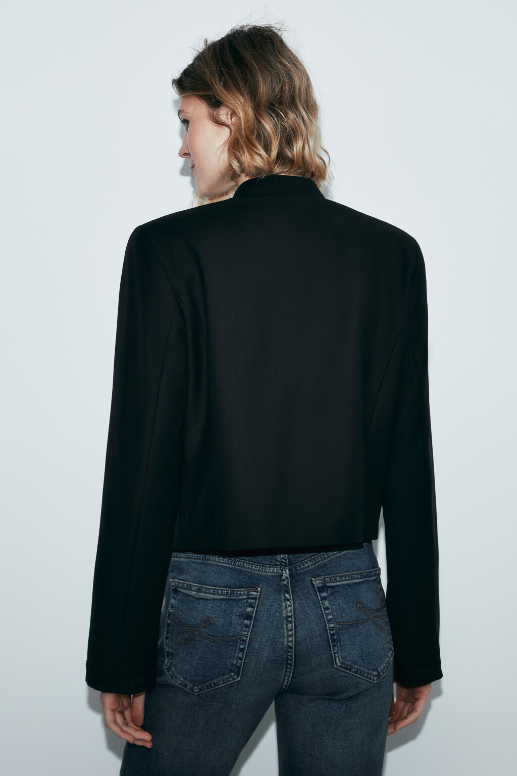 Жакет-доломан прямой в гусарском стиле - цвет черный - 3