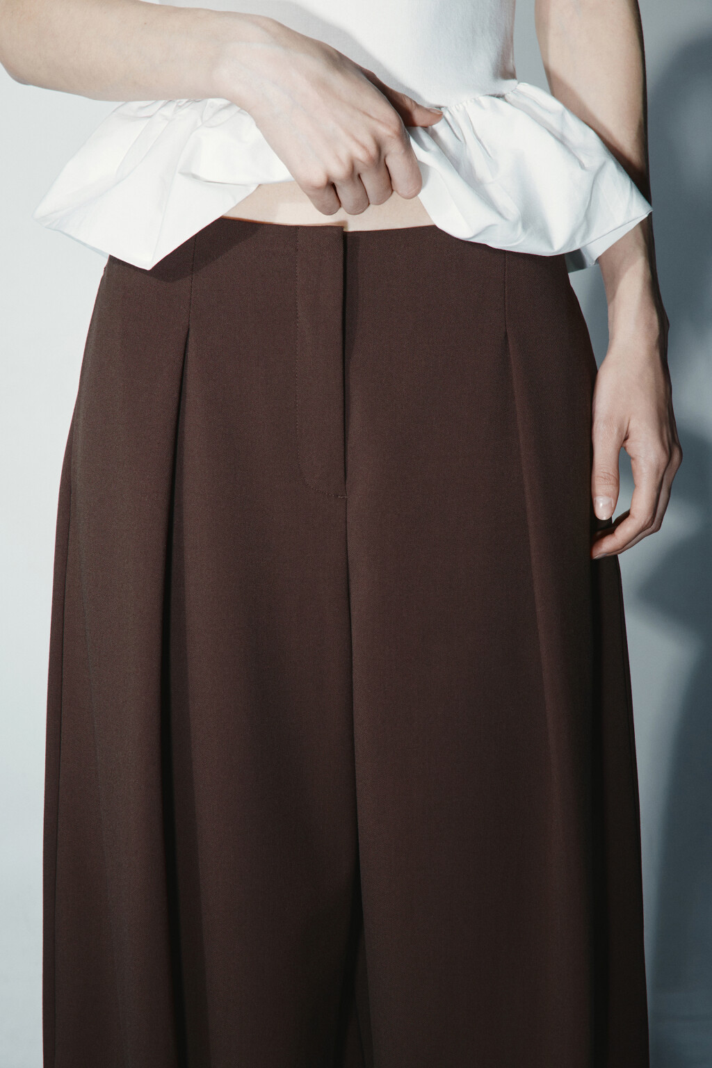 Брюки barrel fit со средней посадкой - цвет коричневый - 5