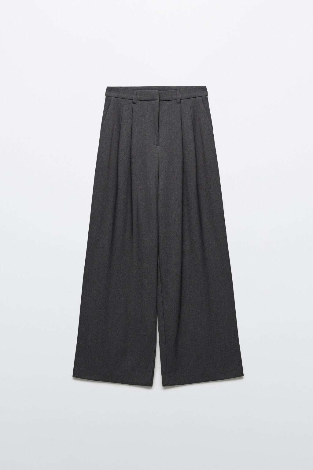 Брюки широкие костюмные - цвет серый - 1