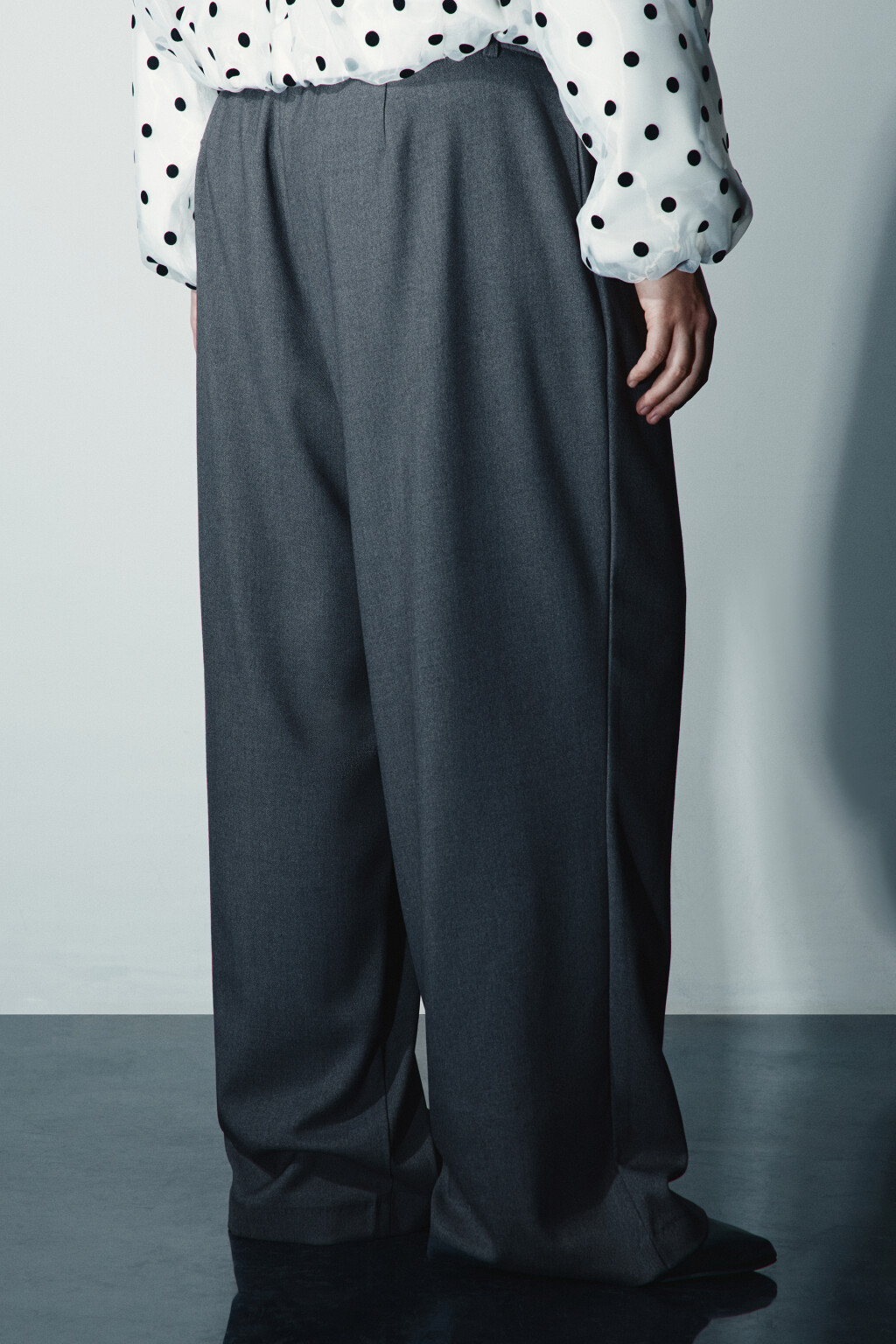 Брюки широкие с высокой посадкой - цвет серый - 3