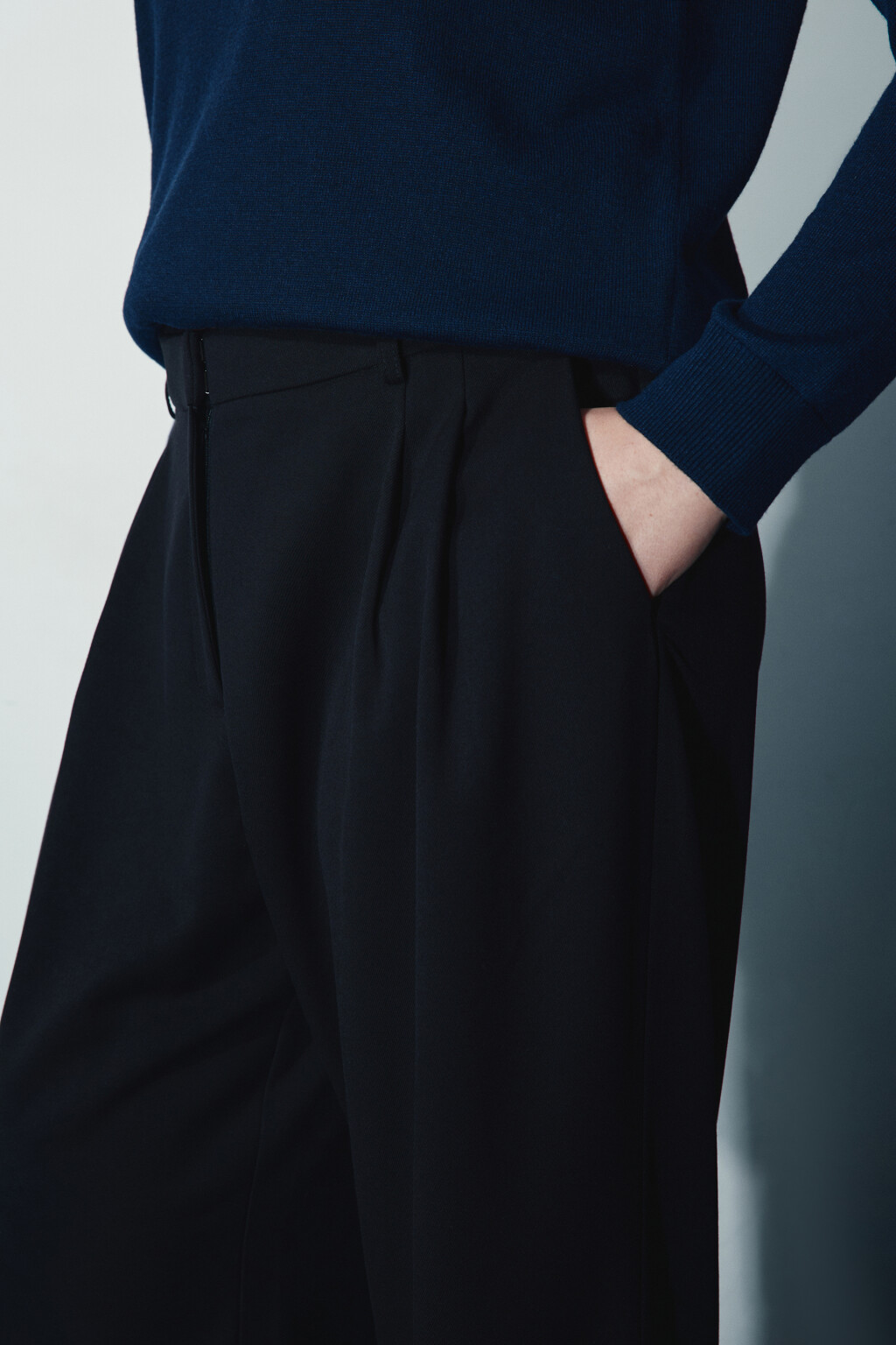 Брюки широкие с высокой посадкой - цвет черный - 6