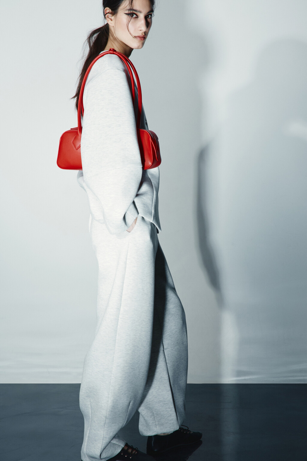 Брюки barrel fit с декоративными швами - цвет серый - 2