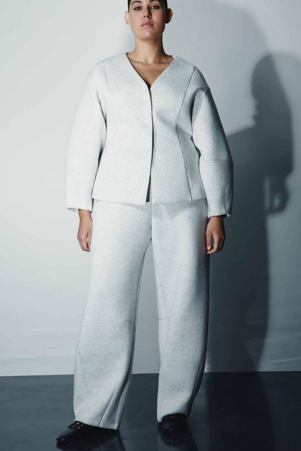 Брюки barrel fit с декоративными швами - цвет серый - 1