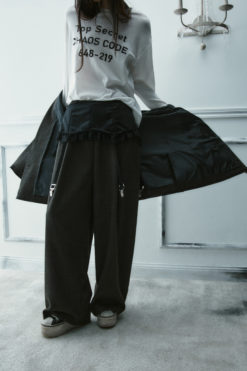 Брюки barrel fit в клетку - цвет коричневый - 1