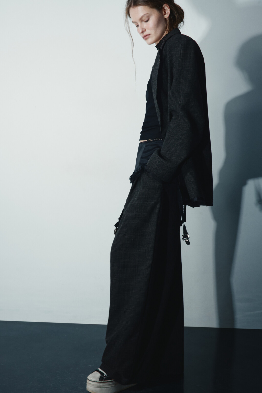 Брюки barrel fit в клетку - цвет коричневый - 8