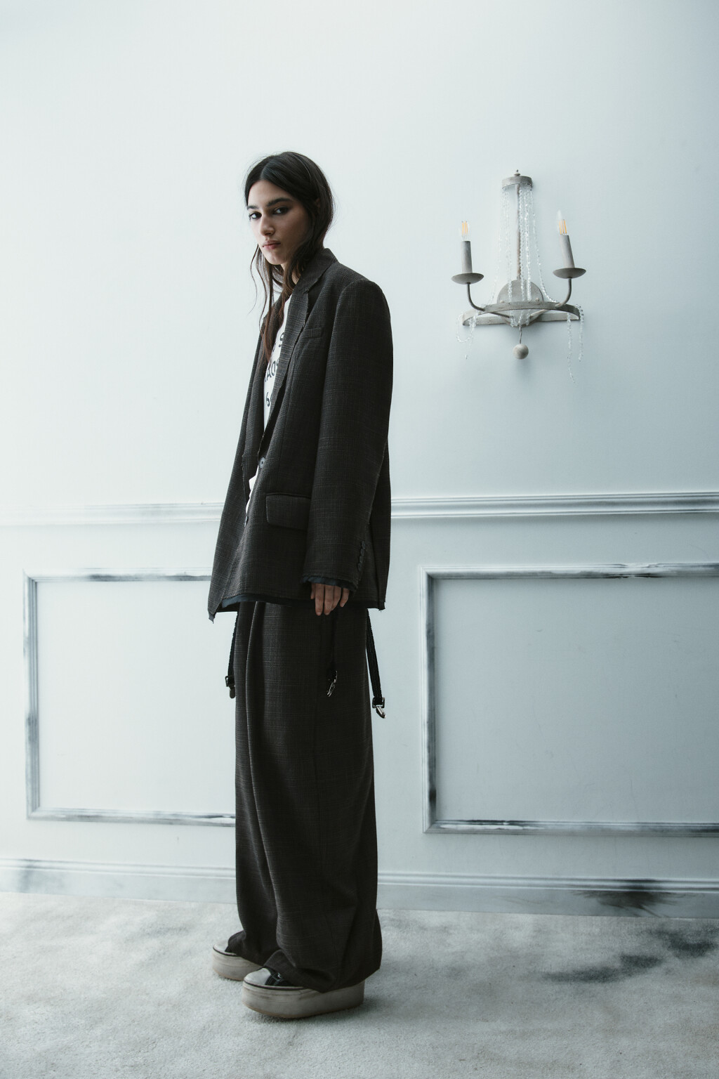 Брюки barrel fit в клетку - цвет коричневый - 2