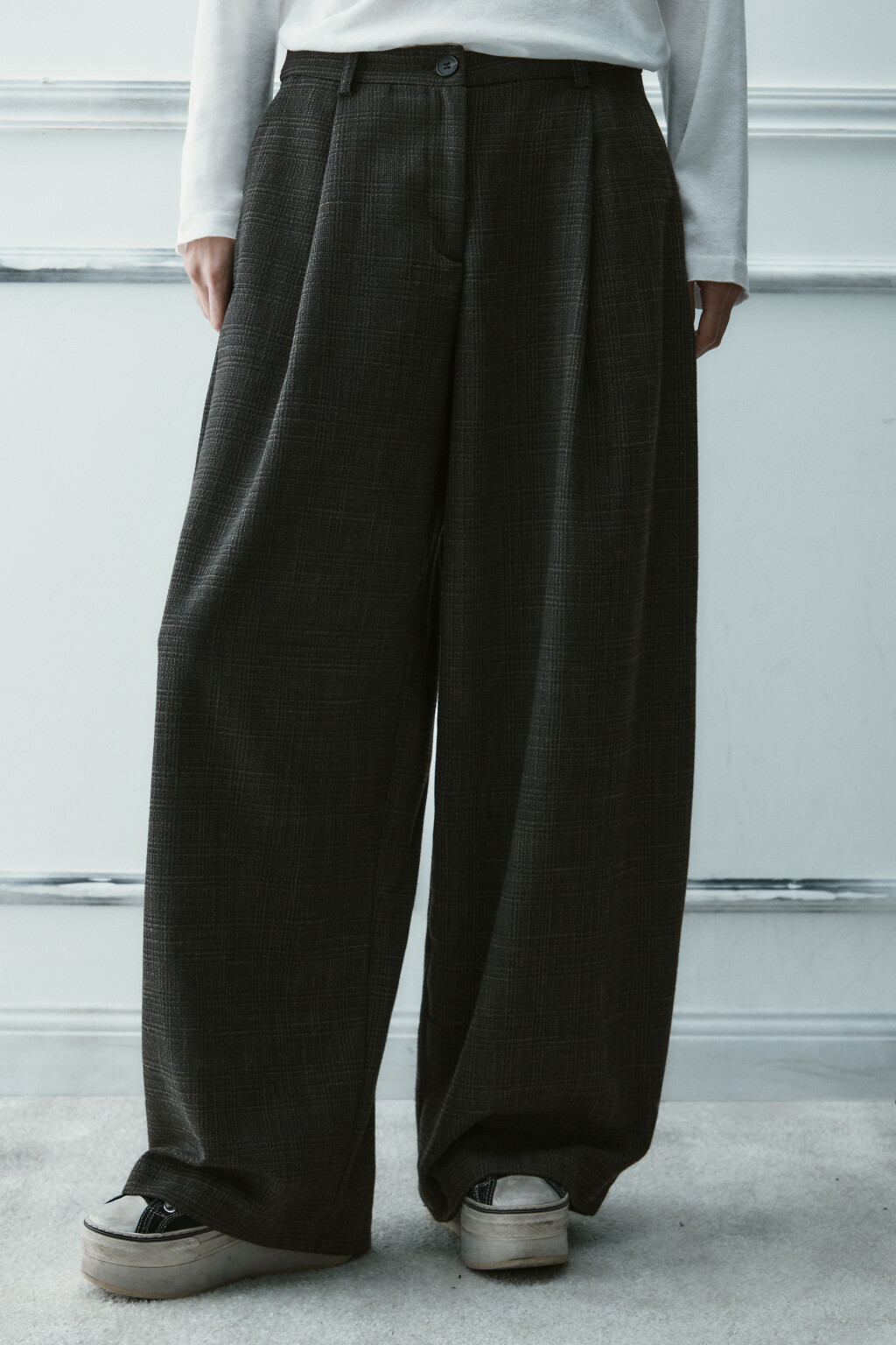 Брюки barrel fit в клетку - цвет коричневый - 3