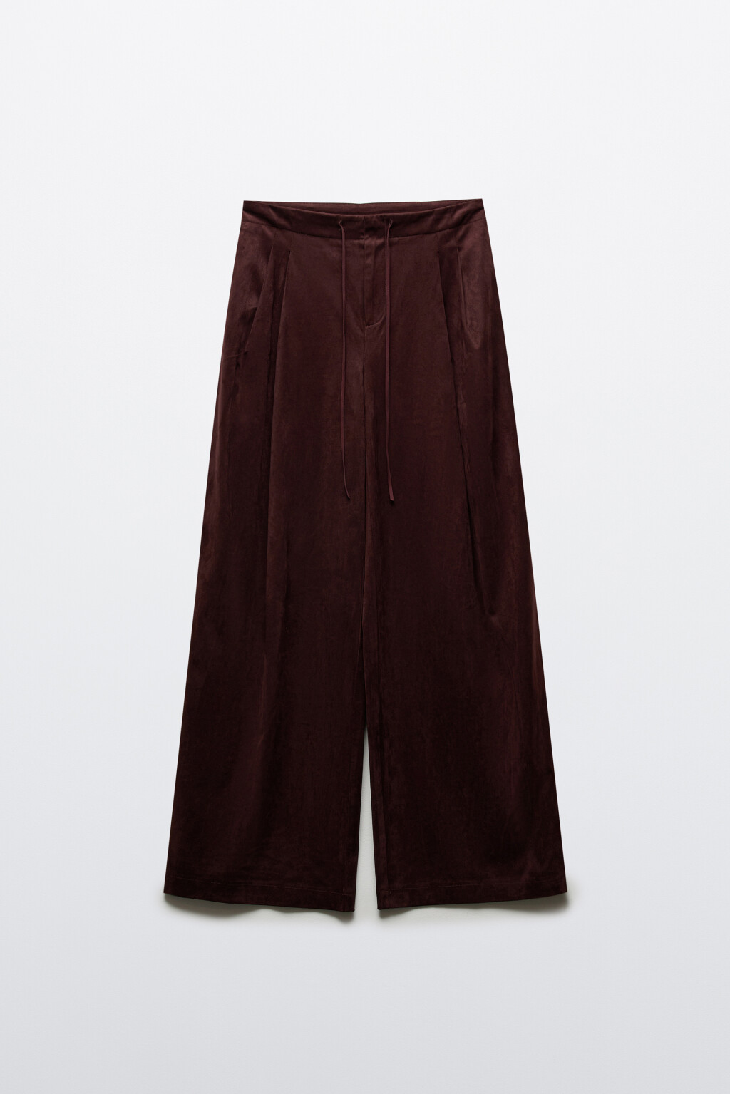 Брюки wide leg замшевые - цвет коричневый - 1