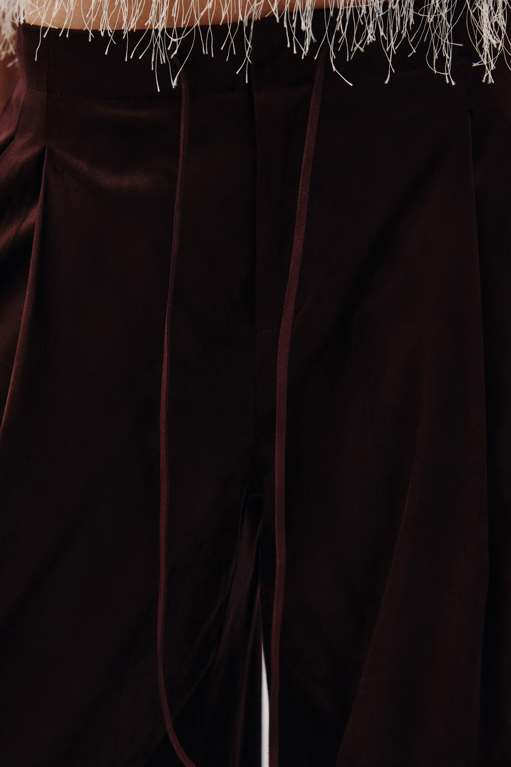 Брюки wide leg замшевые - цвет коричневый - 7