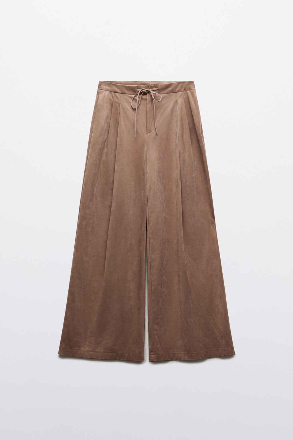 Брюки wide leg замшевые - цвет бежевый - 7