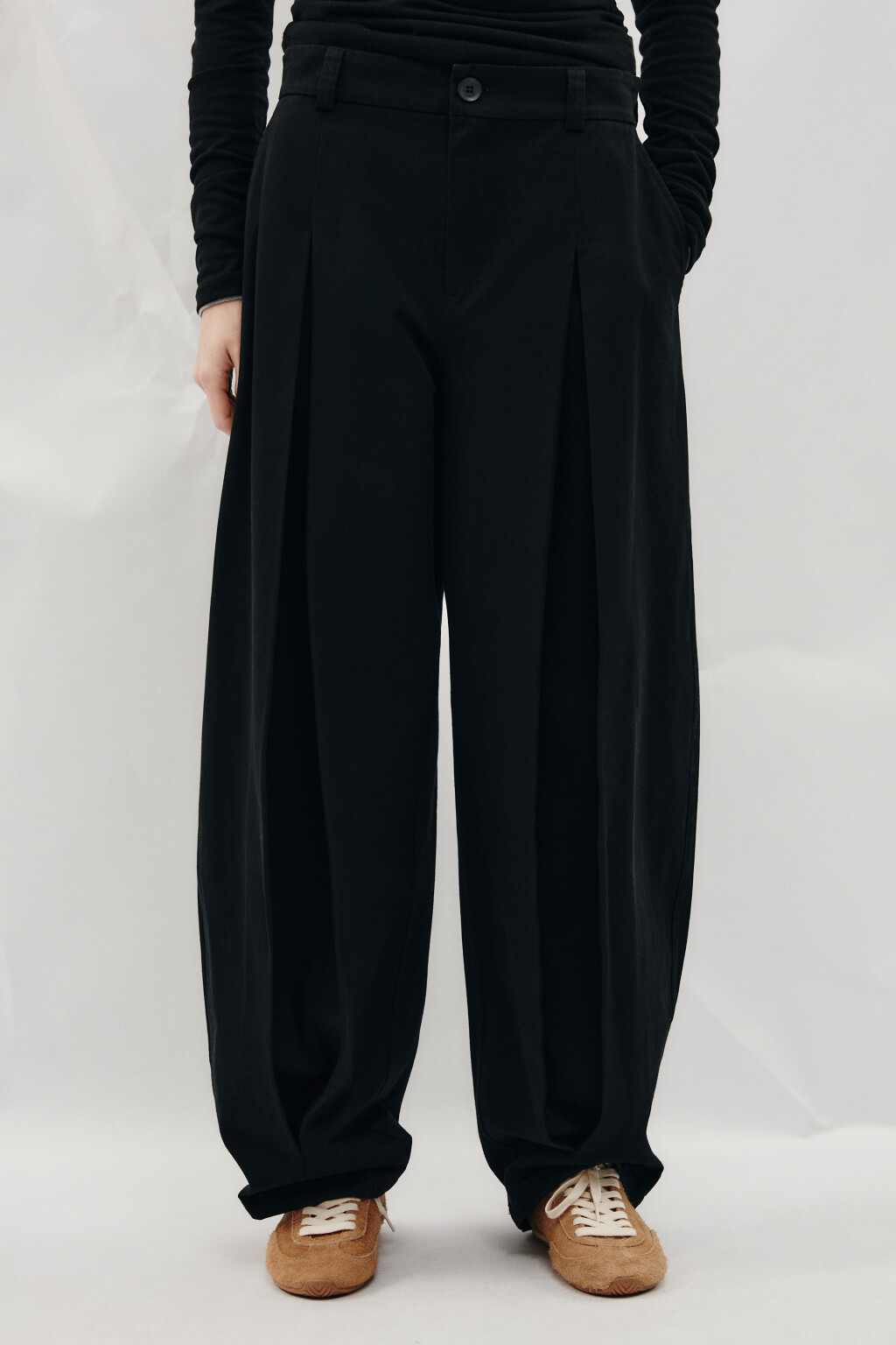 Брюки barrel fit из хлопка - цвет черный - 3