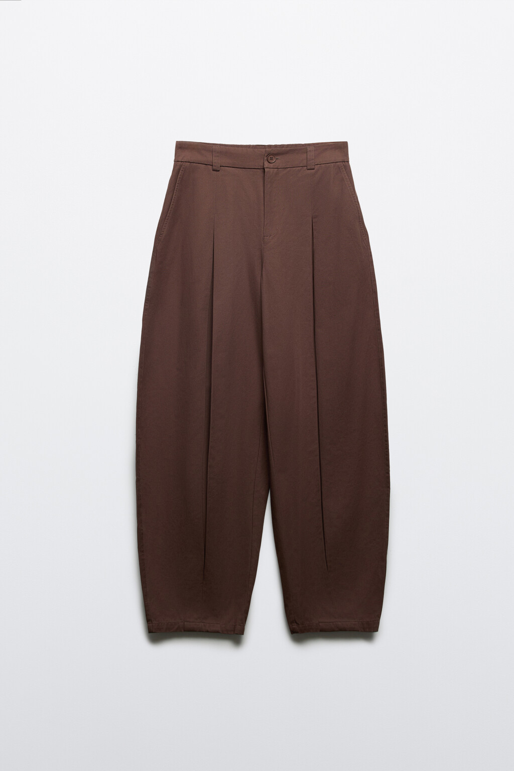 Брюки barrel fit из хлопка - цвет коричневый - 1