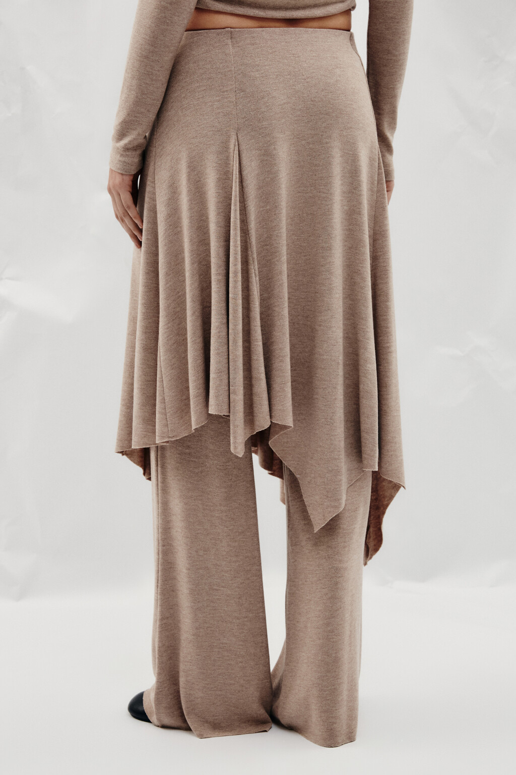 Брюки клеш с юбкой - цвет коричневый - 4