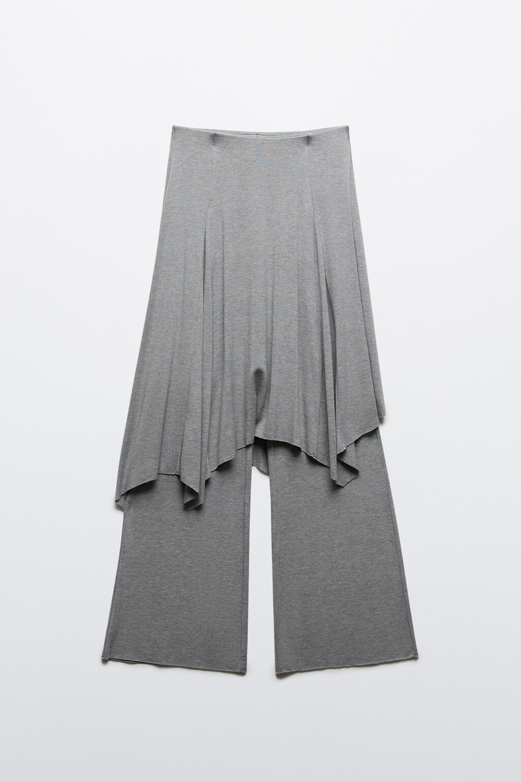 Брюки клеш с юбкой - цвет серый - 1