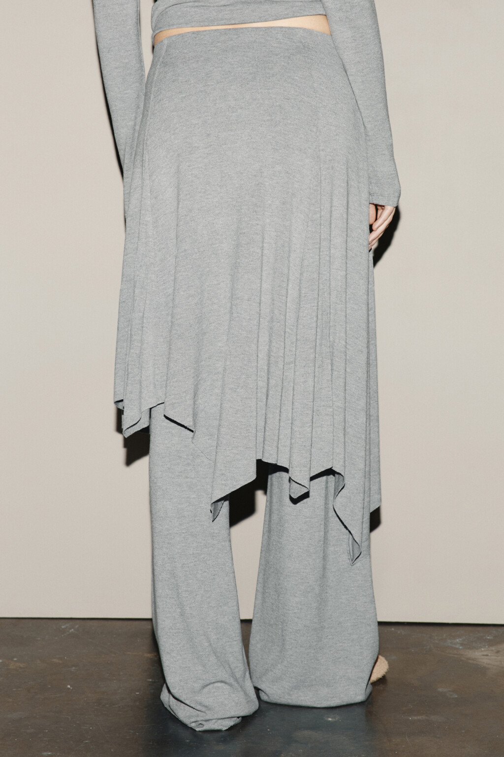 Брюки клеш с юбкой - цвет серый - 4
