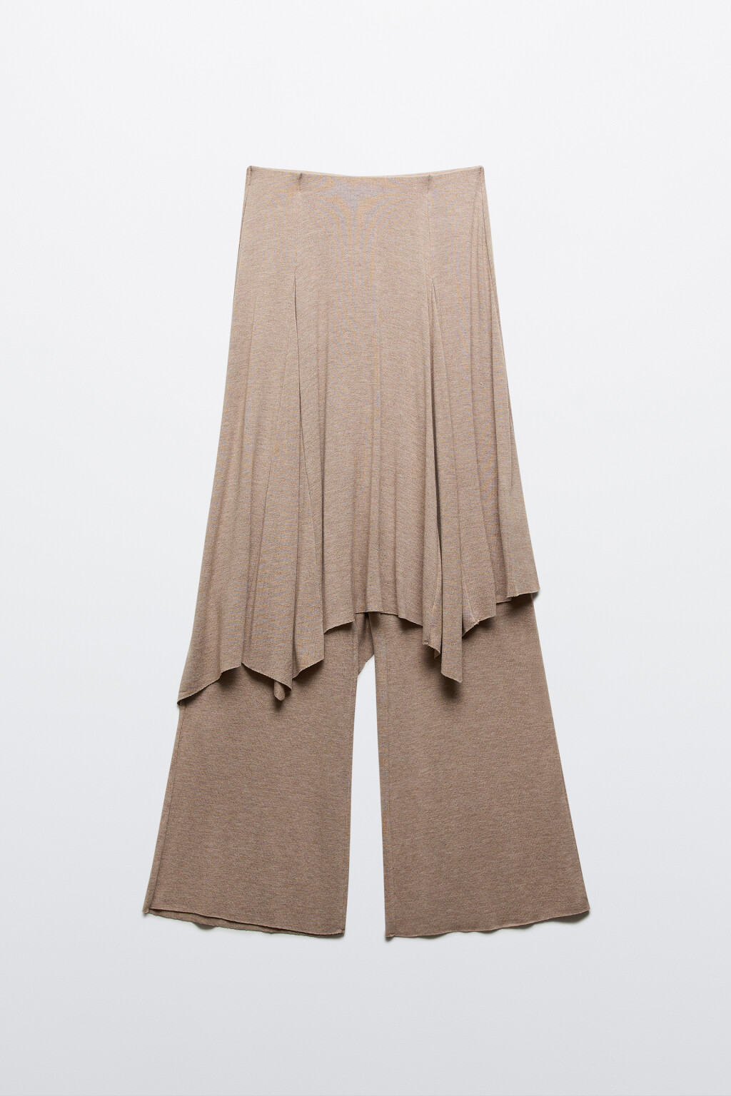 Брюки клеш с юбкой - цвет коричневый - 1