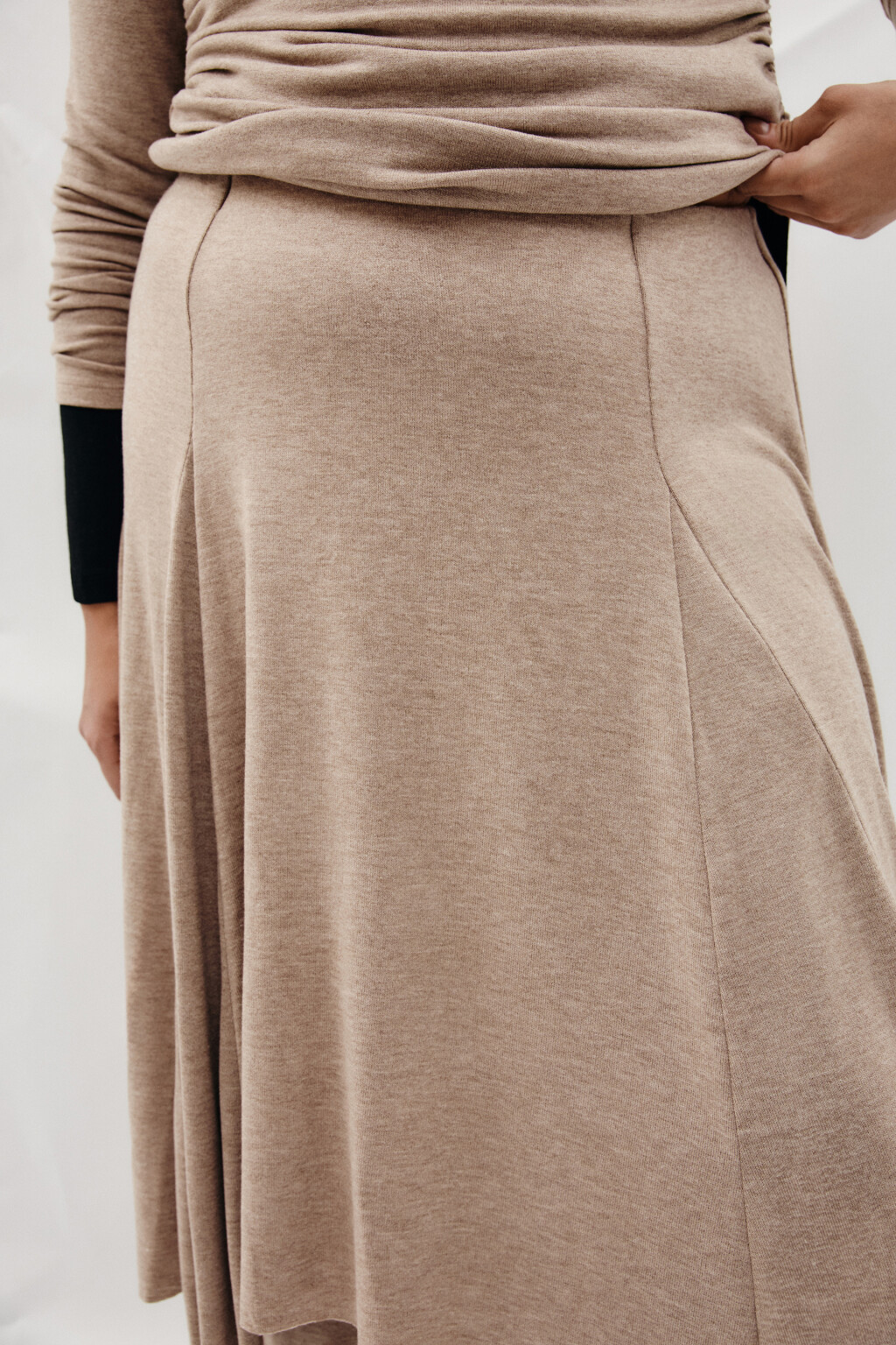 Брюки клеш с юбкой - цвет коричневый - 6