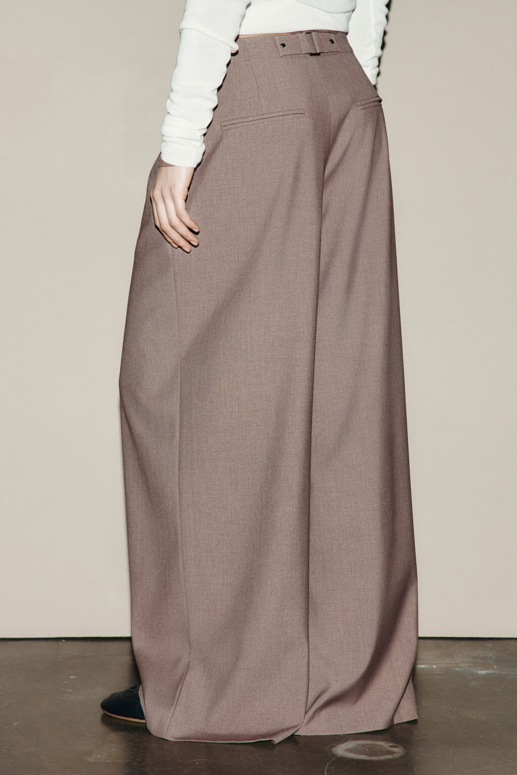 Брюки wide leg на завязках - цвет коричневый - 3