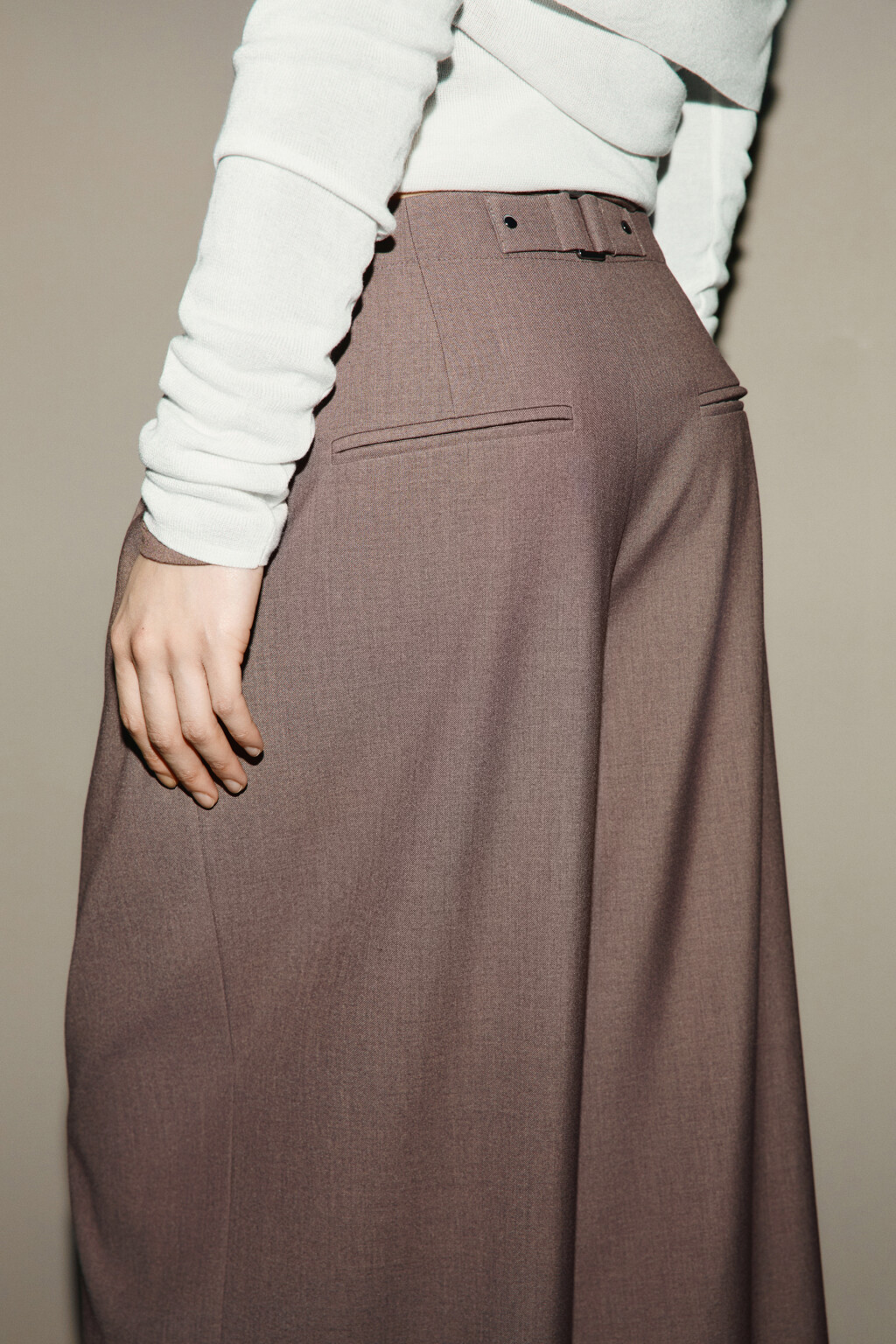 Брюки wide leg на завязках - цвет коричневый - 6