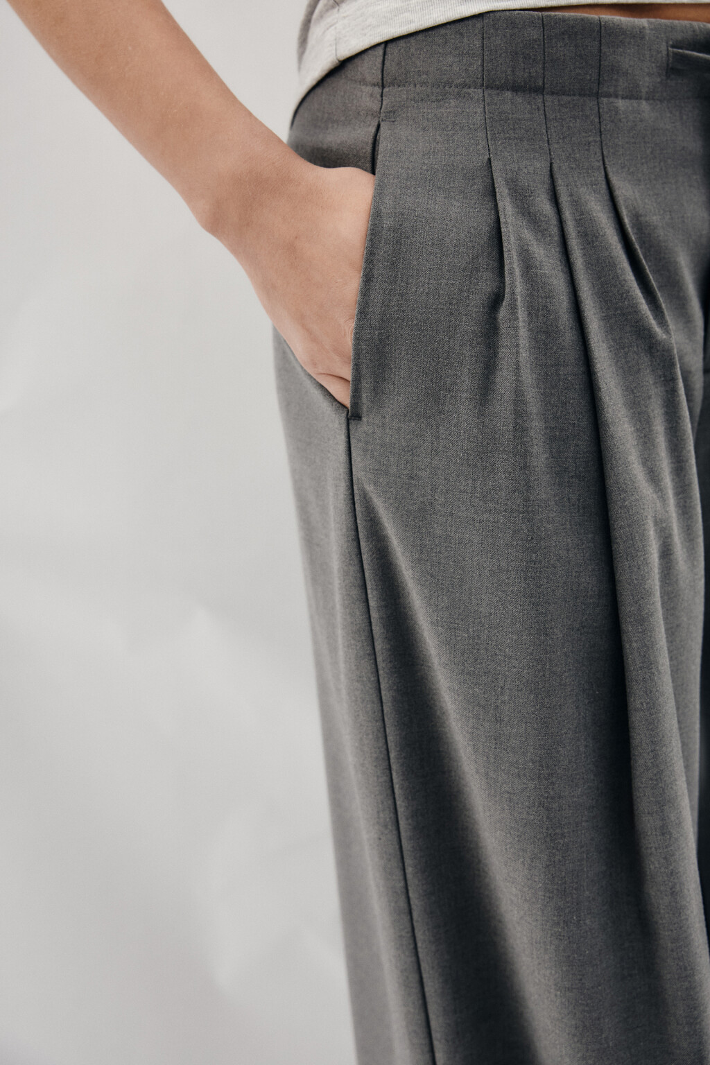 Брюки wide leg на завязках - цвет серый - 7