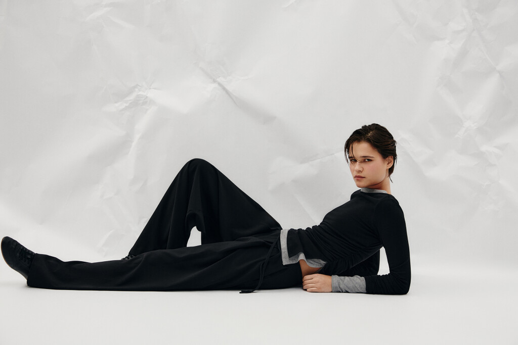 Брюки wide leg на завязках - цвет черный - 2