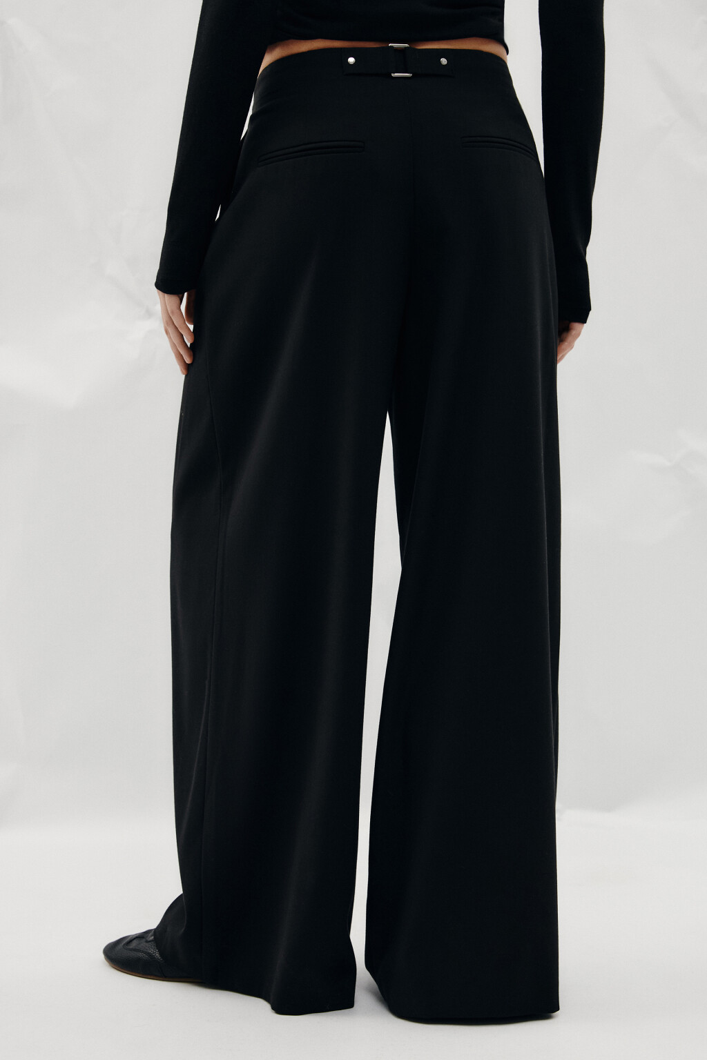 Брюки wide leg на завязках - цвет черный - 4