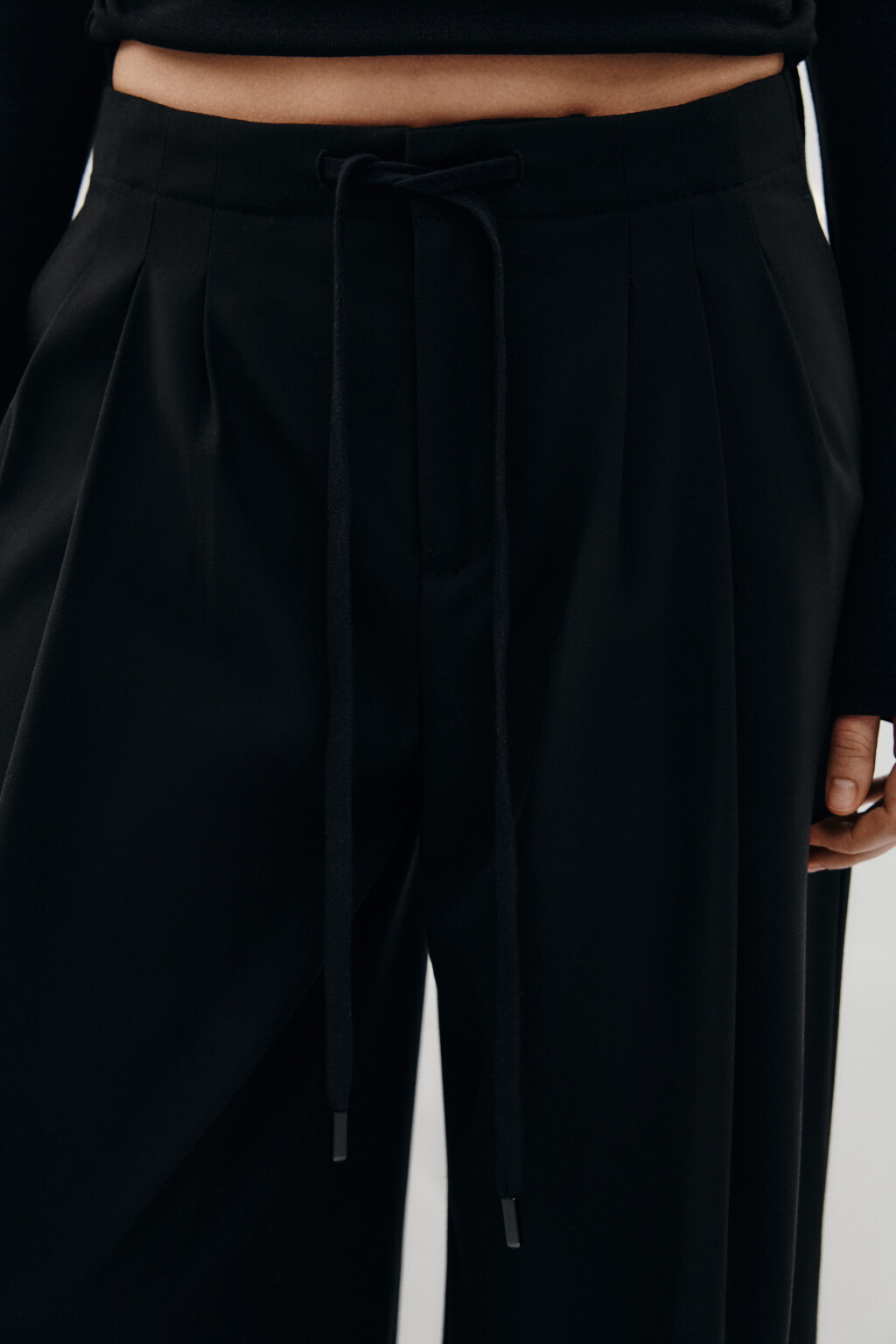 Брюки wide leg на завязках - цвет черный - 6